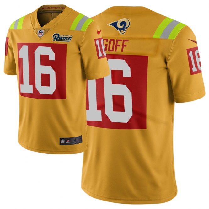 Men Nike NFL Los Angeles Rams #16 jared goff Limited city edition gold jersey->chicago bears->NFL Jersey